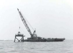 Drilling from a temporary platform over water